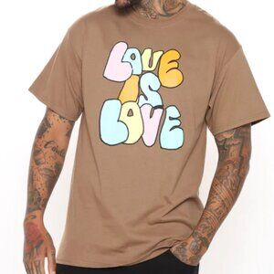 FASHION NOVA MEN 'Love Is Love' Short Sleeve Tee, Size XL, NwoT